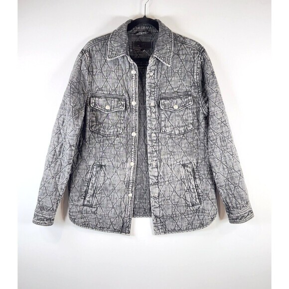 BLANKNYC Jackets & Blazers - BLANKNYC Womens Jacket Gray Button Up Quilted Shacket Acid Wash Outdoor Small